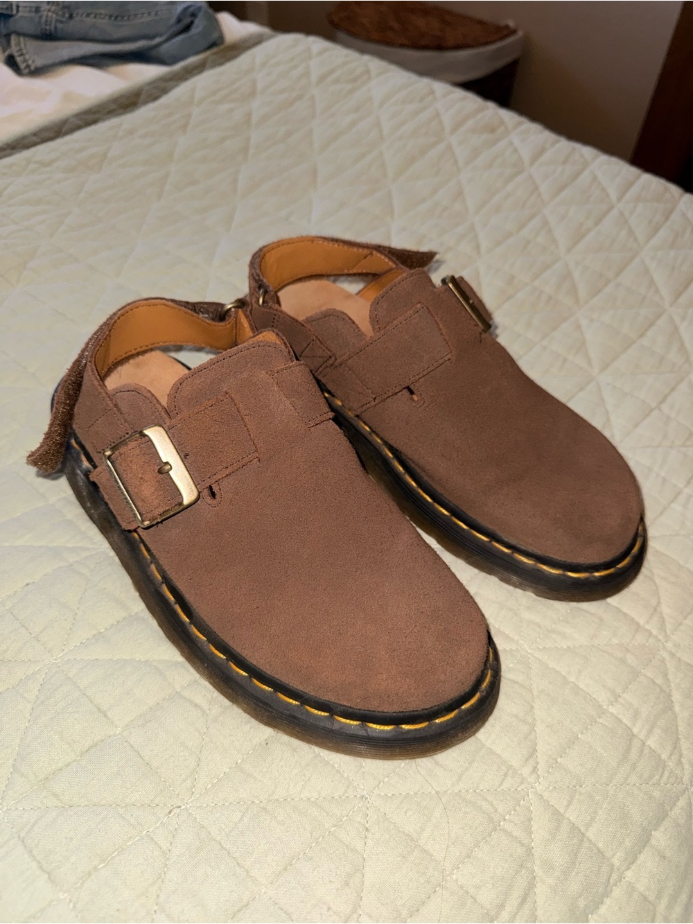 Women's Brown Suede Buckle Slip-On Shoes